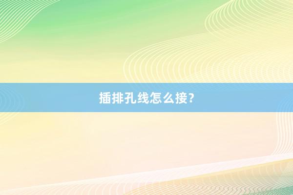 插排孔线怎么接？