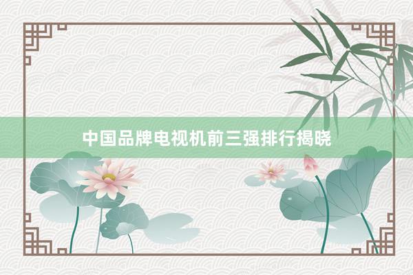 中国品牌电视机前三强排行揭晓